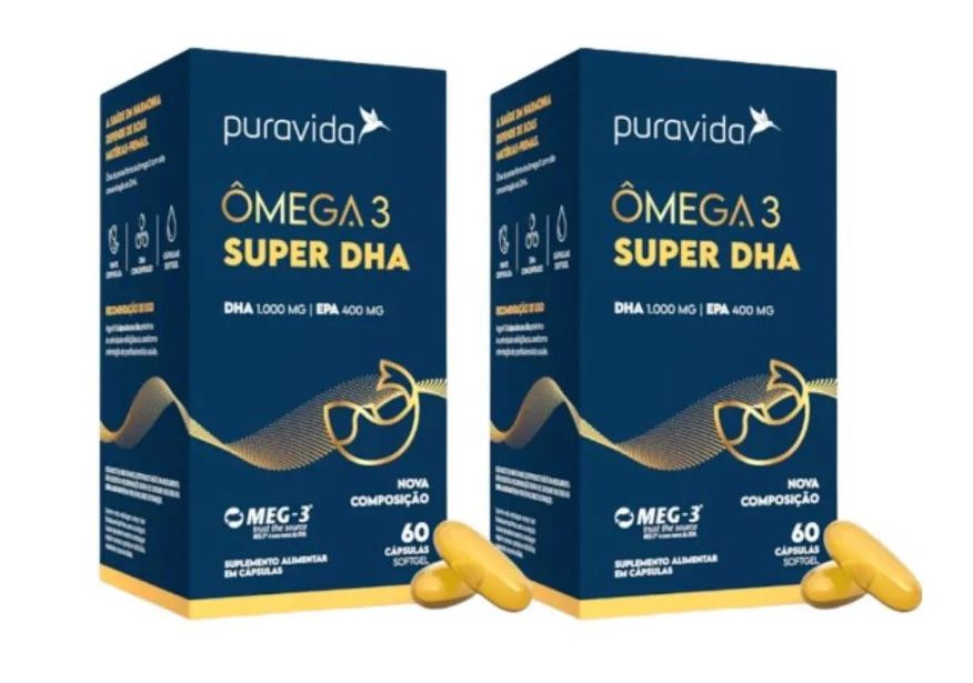 Puravida Kit 2 Unidades Omega 3 Super Dha 1000mg Epa 400mg - Pura Vida 60 cápsulas