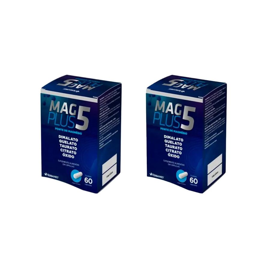 HERBAMED KIT 2 SUPLEMENTO ALIMENTAR MAG PLUS 5 FONTE DE MAGNéSIO - 60 Cápsulas