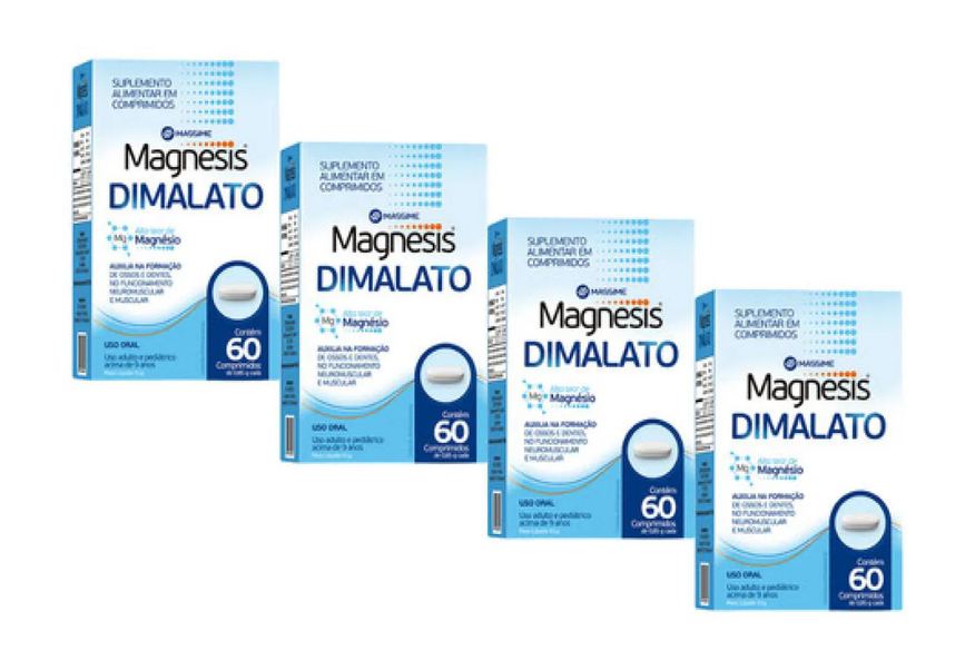 Massime 4x Magnesis - Alto Teor Magnésio Dimalato 100% Puro - 60cpr