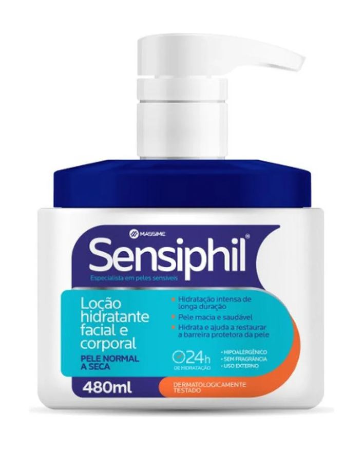 Massime Sensiphil Loção Hidratante Facial e Corporal 480ml