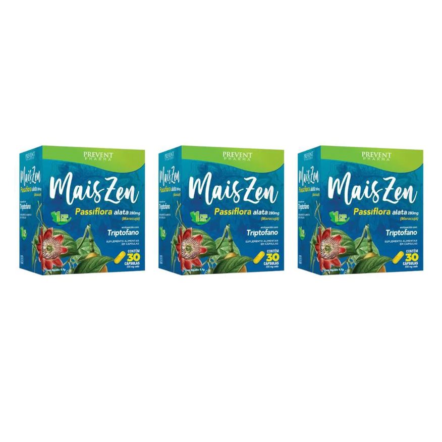 Prevent Pharma Kit 3x Triptofano Mais Zen Com 30 Cápsulas