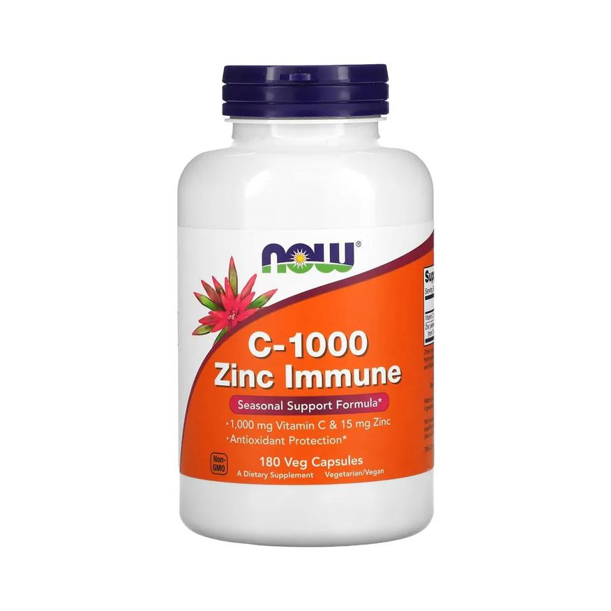 Now Foods Zinco Imune e Vitamina C 180Veg Cápsulas Importado