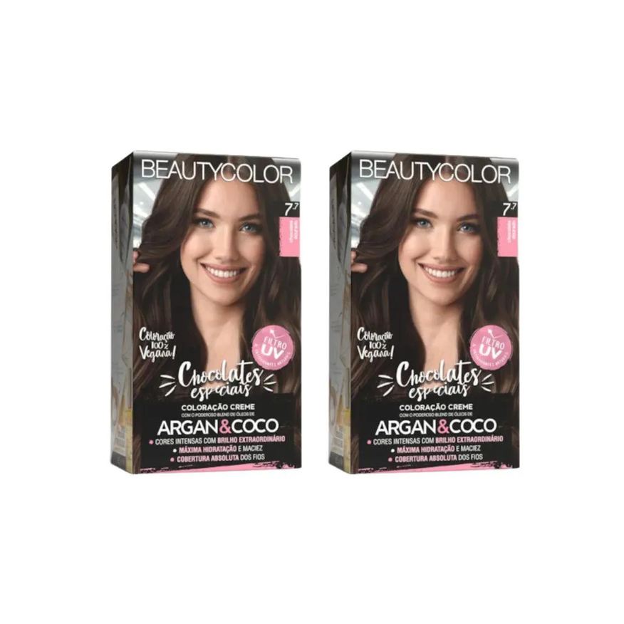 Beauty Color Coloraçao 7.7 Chocolate Dourado - Kit C / 2un