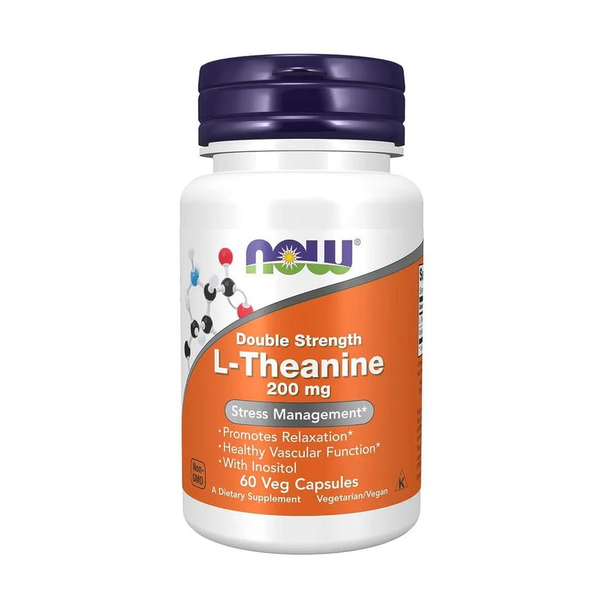 Now Foods L-teanina 200mg L-Theanine 60 Veg Cápsulas Importado