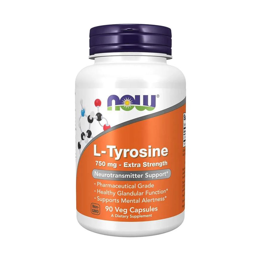 Now Foods L-tirosina 750mg L-Tyrosine 90 Veg Cápsulas Importado