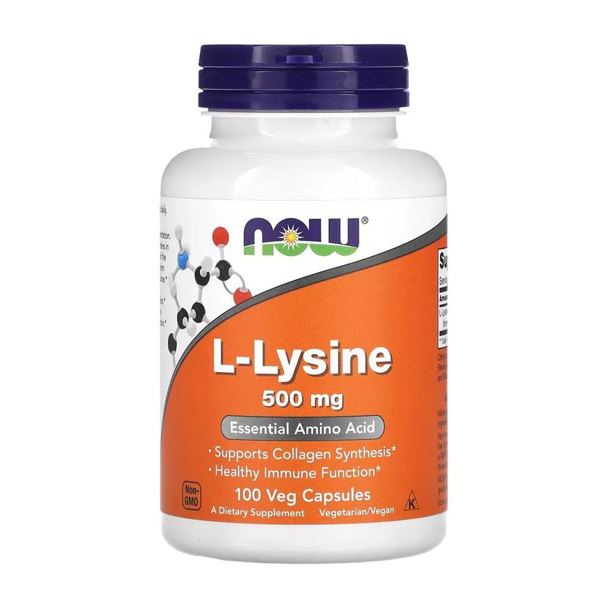 Now Foods L-lisina 500mg L-Lysine 100 Veg Cápsulas Importado