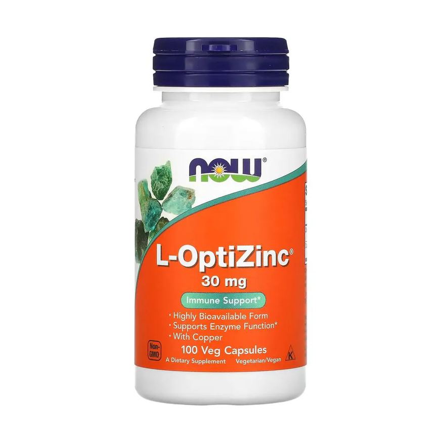 Now Foods L-OptiZinc 30mg 100 Veg Cápsulas Importado