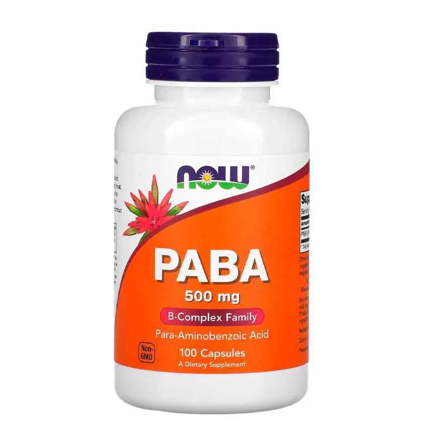 Now Foods Paba 500mg 100 Cápsulas Importado