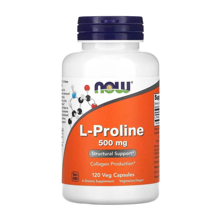 Now Foods L-Prolina 500mg 120 Veg Cápsulas Importado