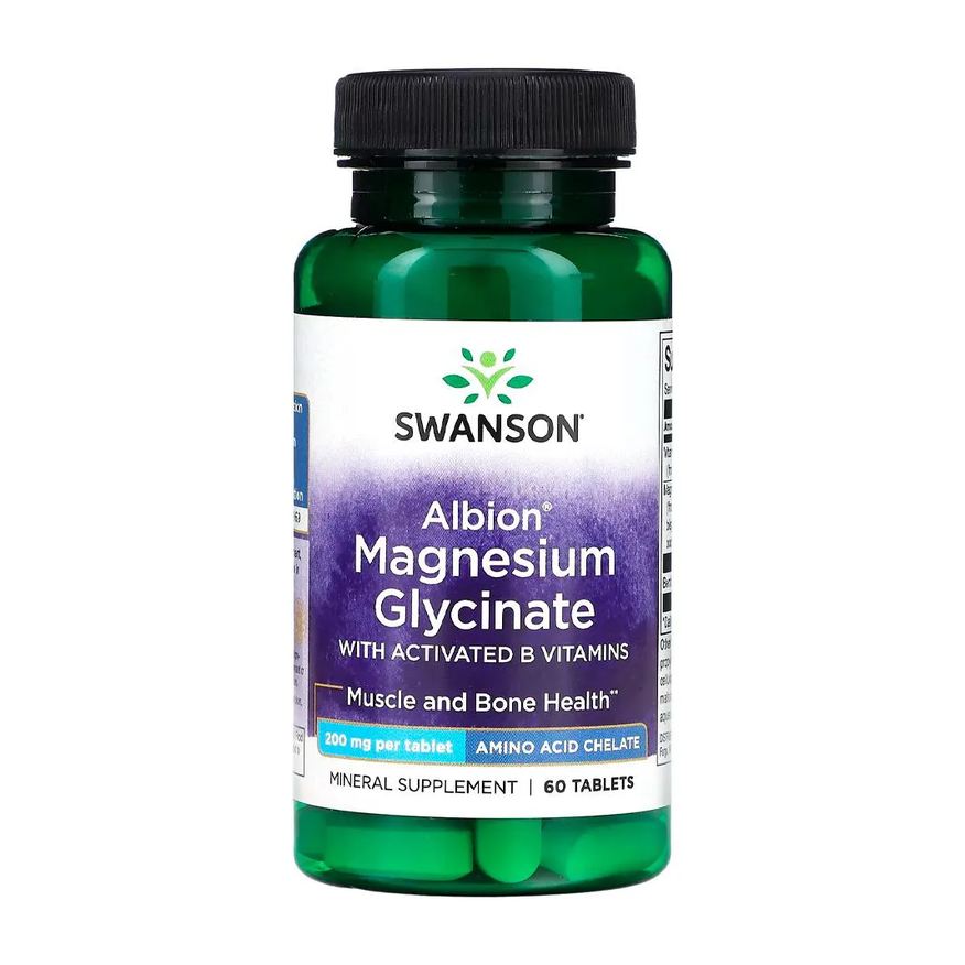 Swanson Glicinato Magnésio 200mg 60 Tabs Importado
