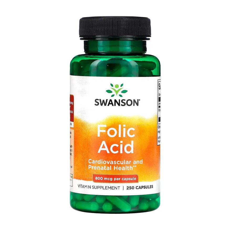 Swanson Ácido Fólico 800mcg 250 Cápsulas Importado