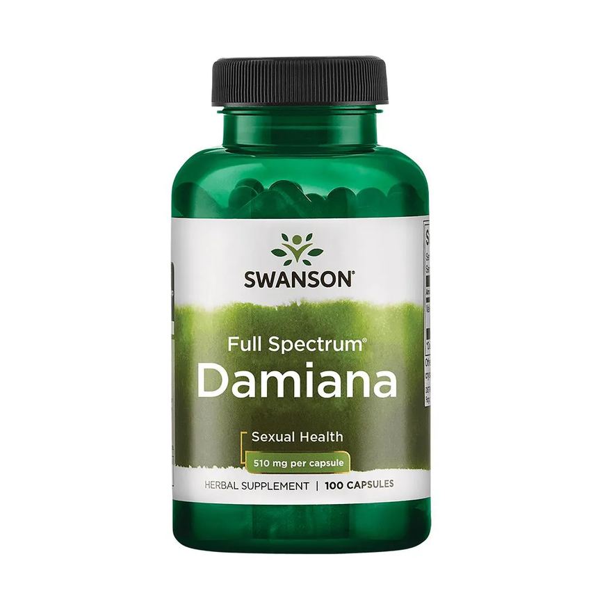 Swanson Folhas de Damiana 510mg 100 Cápsulas Importado