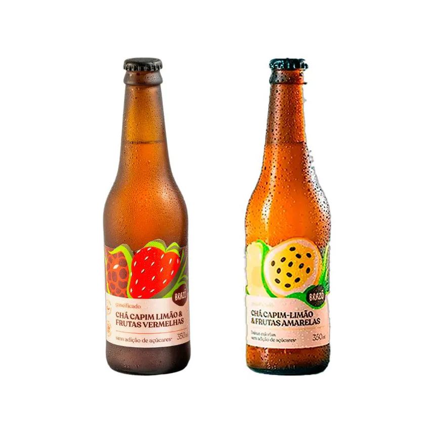 Brazô Kit 2 Chás de Capim Limão 350ml: Frutas Vermelhas, Frutas Amarelas