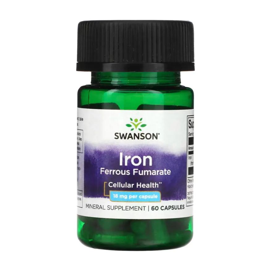Swanson Ferro Fumarato Ferroso 18mg 60 Cápsulas Importado