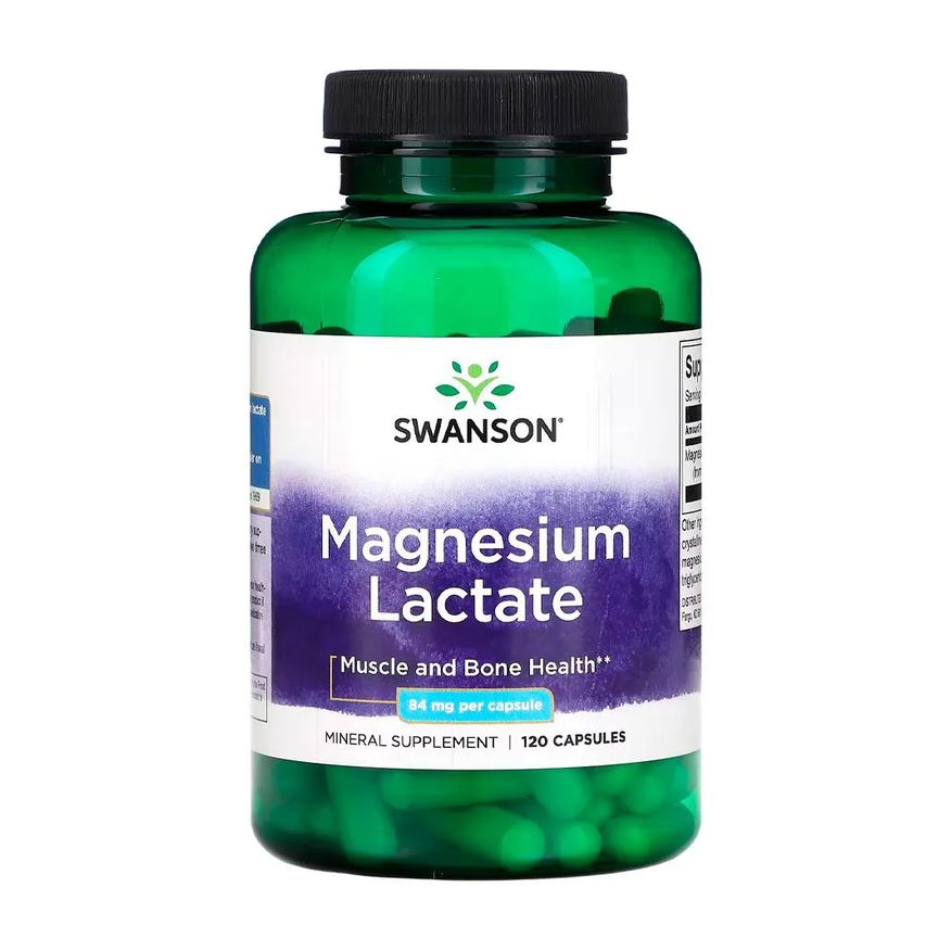 Swanson Lactato Magnésio Lactate 84mg 120 Cápsulas Importado