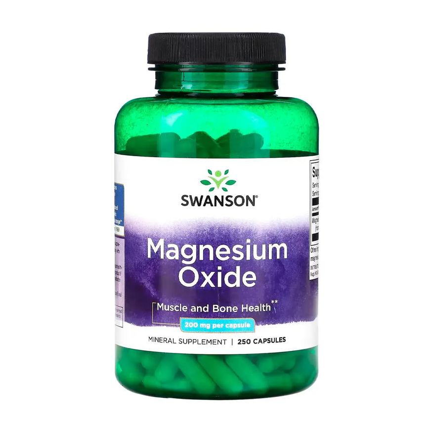 Swanson Óxido de Magnésio 200mg 250 Cápsulas Importado