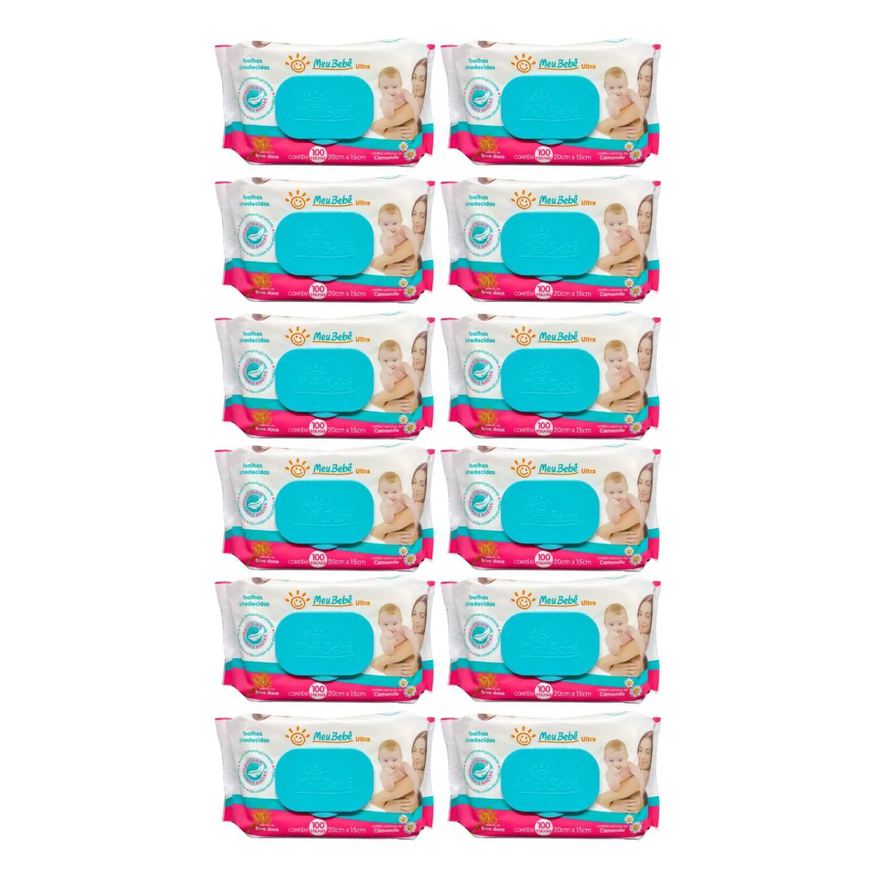 Hygieline Kit C12 Lenço Umedecido Meu Bebe Ultra Com 100 Unidades