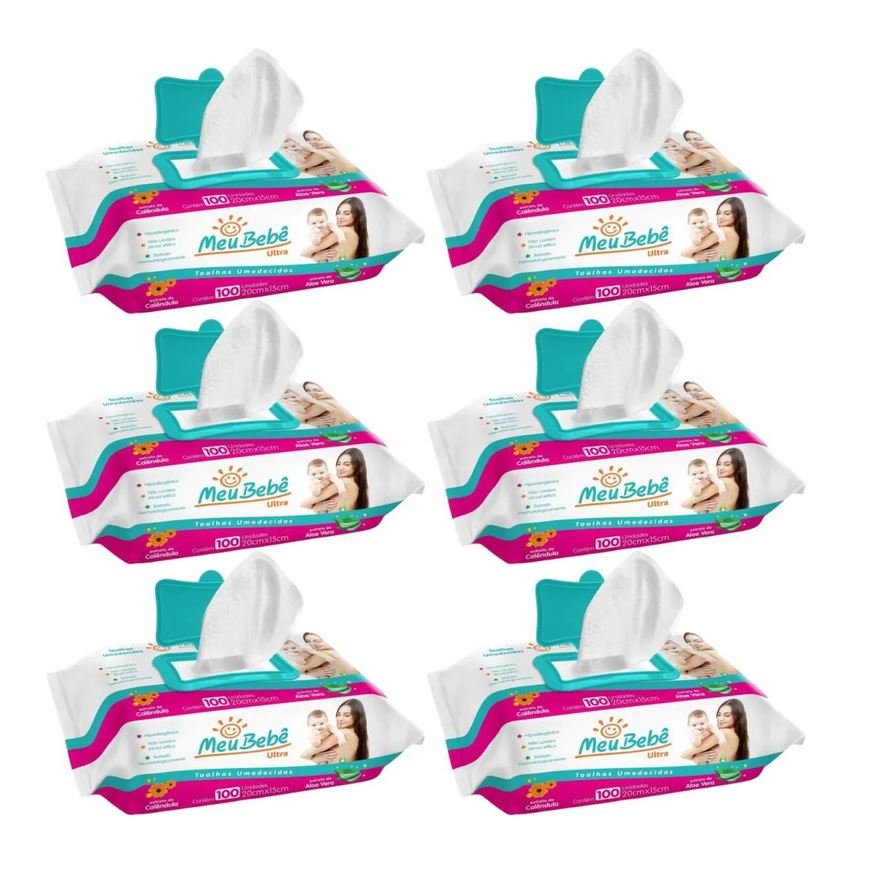 Hygieline Kit C6 Lenço Umedecido Meu Bebe Ultra Com 100 Unidades