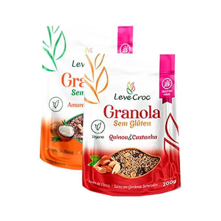Leve Croc Kit 2 Granolas Sem Glúten Leve Croc: Amaranto e Coco, Quinoa e Castanha