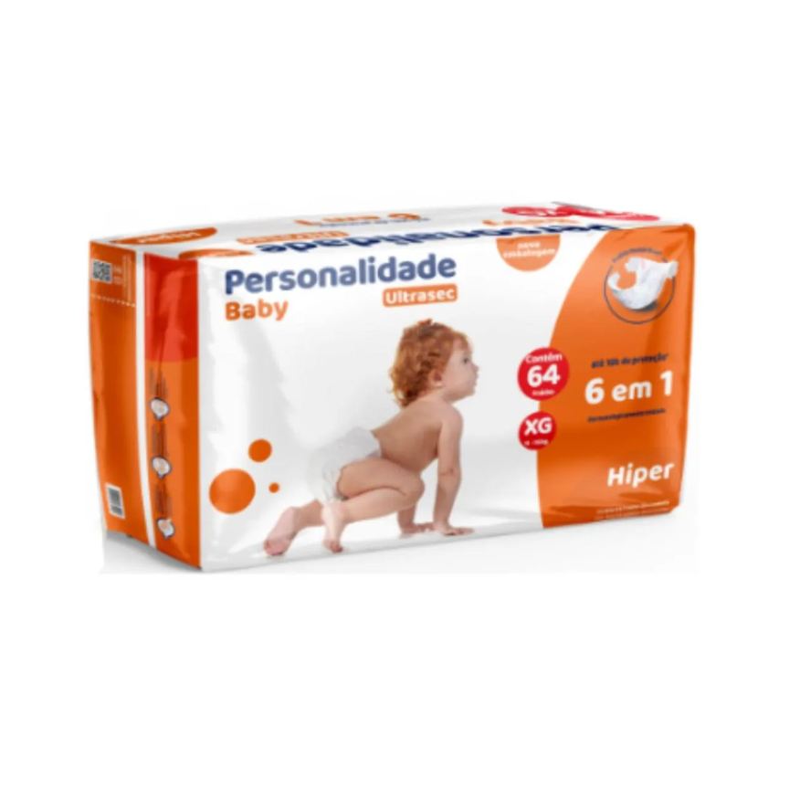 Personalidade Baby Fralda Personalidade Hiper Xg Com 64 Unidades Laranja