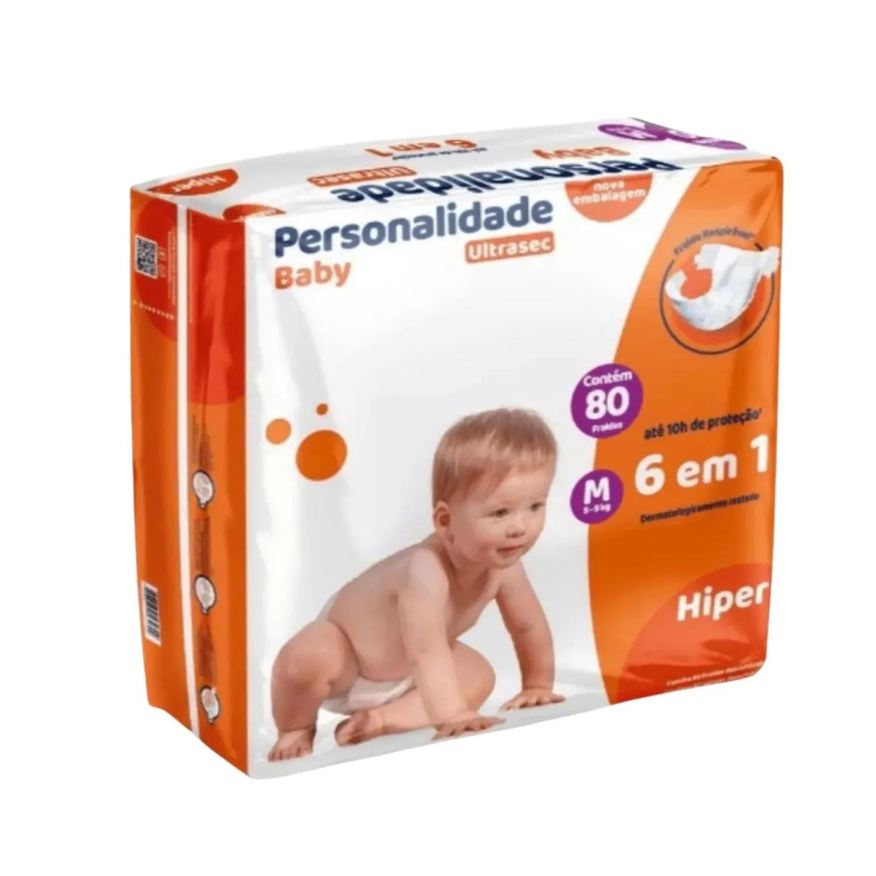 Personalidade Baby Fralda Personalidades Hiper Laranja Tamanho M 80 Unidades