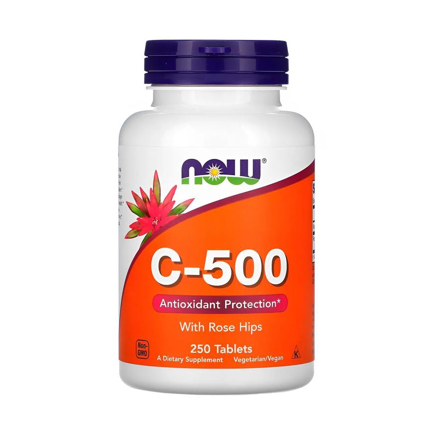 Now Foods Vitamina C 500mg e Rosa Mosqueta 250Tabs Importado