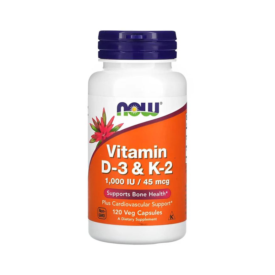 Now Foods Vitamina D3 25mg com VIT K2 45mg 120 Cap Importado