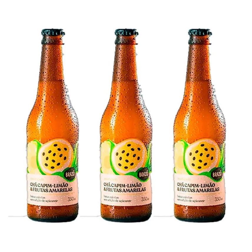 Brazô Kit 3x: Chá de Capim Limão com Frutas Amarelas Gaseificado 350ml