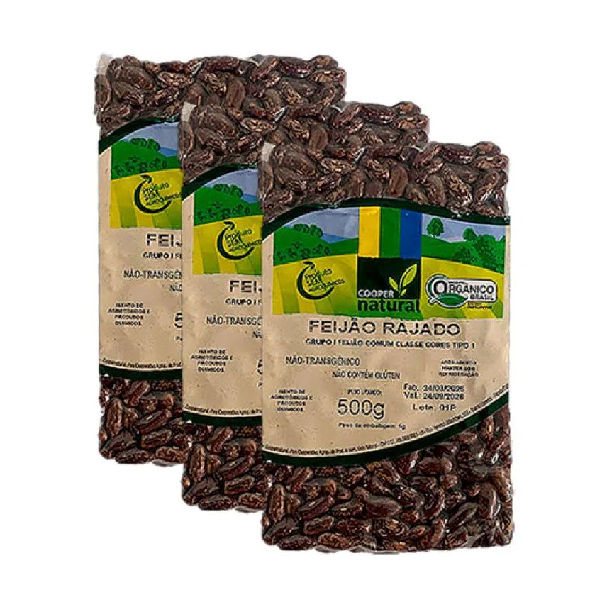 Coopernatural Kit 3x: Feijão Rajado Orgânico 500g
