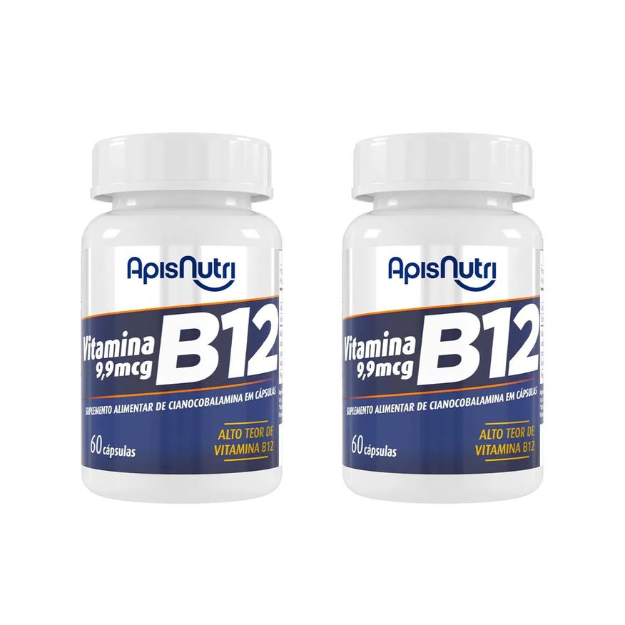 Apisnutri Kit 2 Vitamina B12 Cianocobalamina 400mg 60 cápsulas