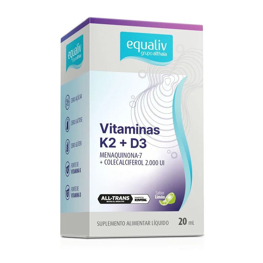 Equaliv Vitamina K2 D3 80mg 2000 Ui 20ml Gotas Limão