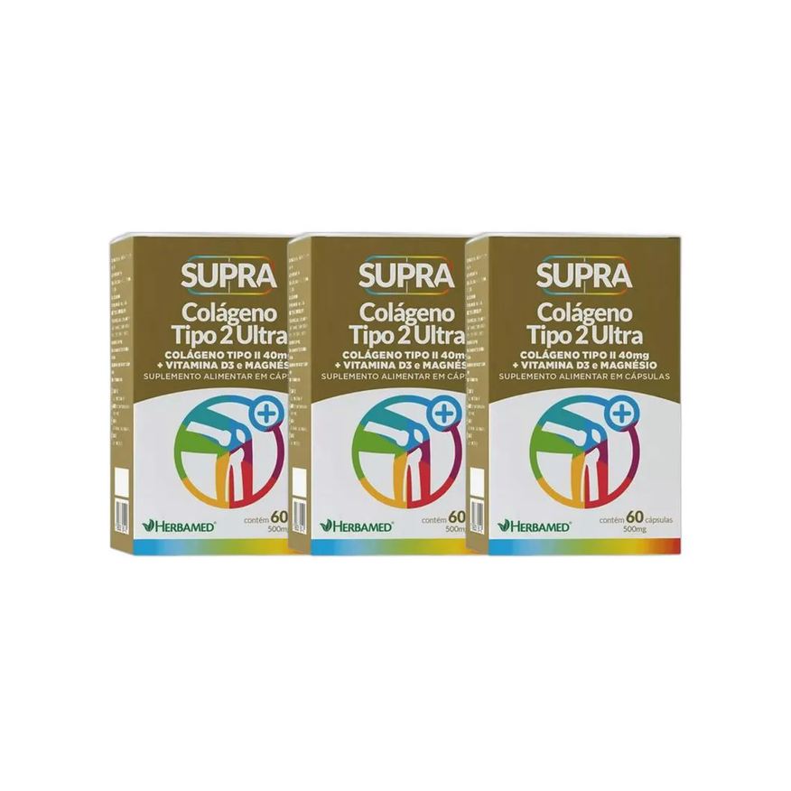 Herbamed Kit 3x Vitamina Supra Colágeno Tipo Ii 40mg 60 Cápsulas