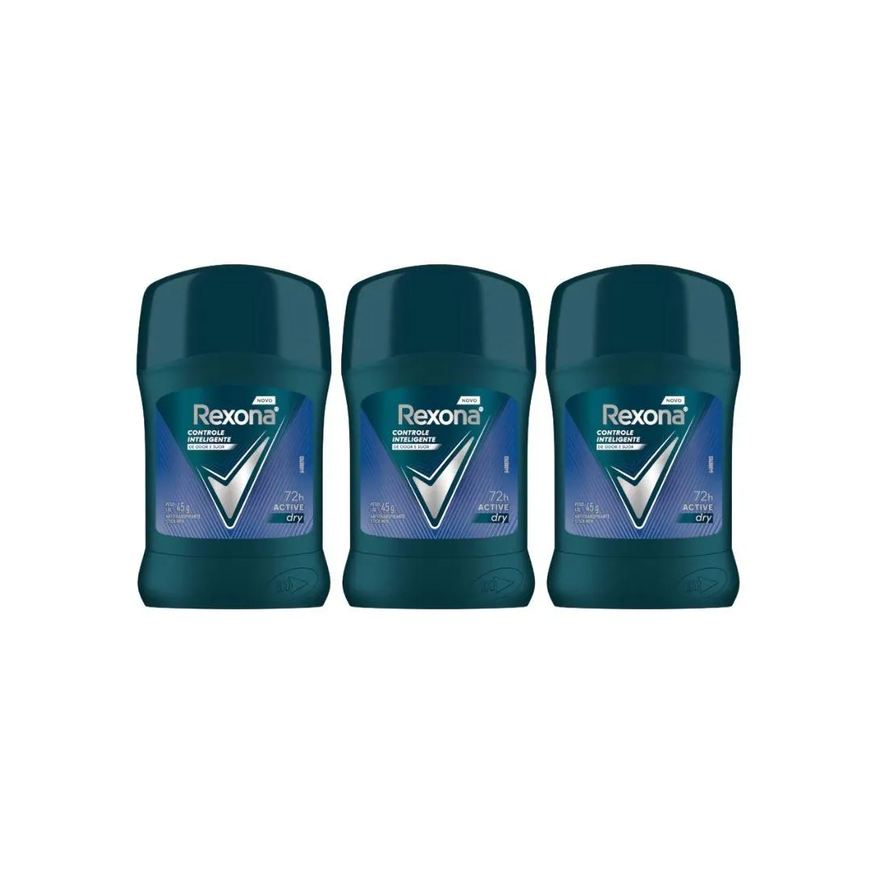 Rexona Desodorante Stick 45g Active Dry - Kit C / 3un