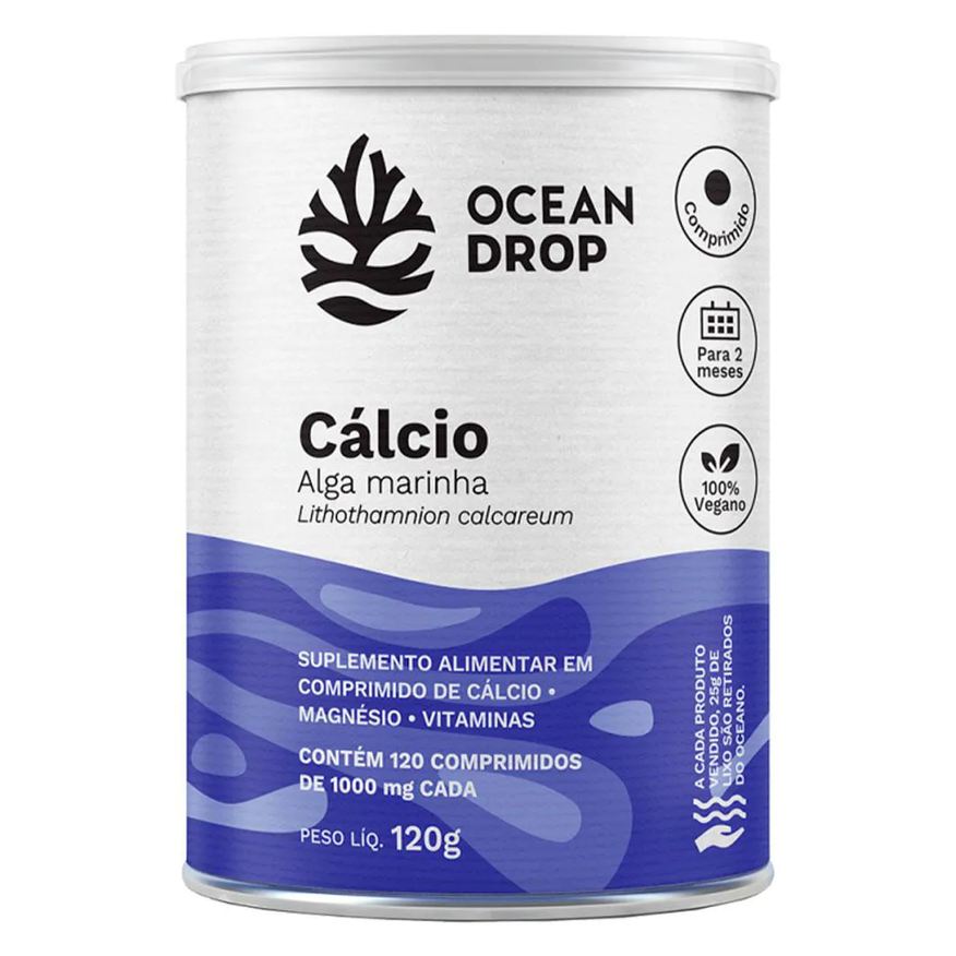 Ocean Drop Calcio de Algas Marinha 1000mg Vegano (120 Tabs)