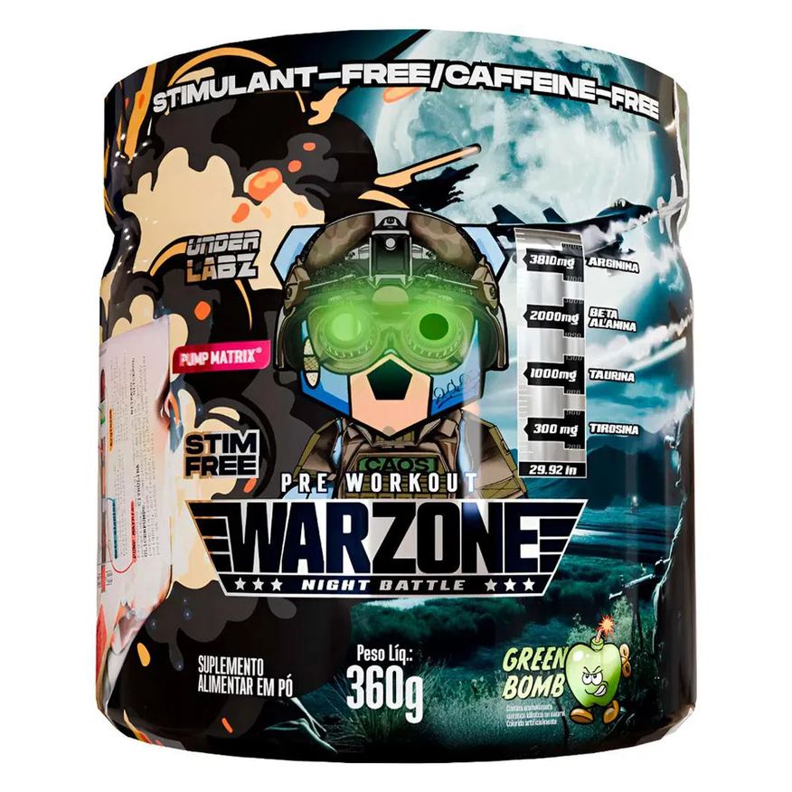 UNDER LABZ PRE TREINO WARZONE NIGTH BATTLE GREEN BOMB SEM CAFEíNA (360g)