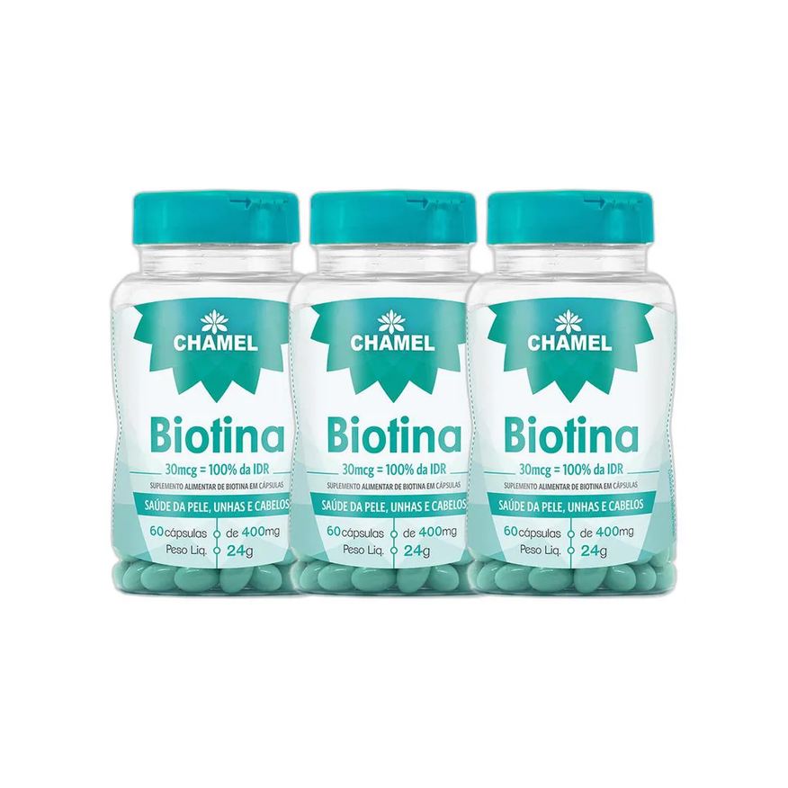 Chamel Kit 3x Vitamina Biotina 60 cápsulas 400mg