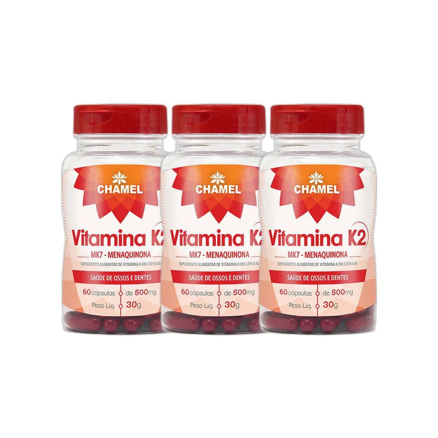 Chamel Kit 3x Vitamina K2 500mg 60 Cápsulas