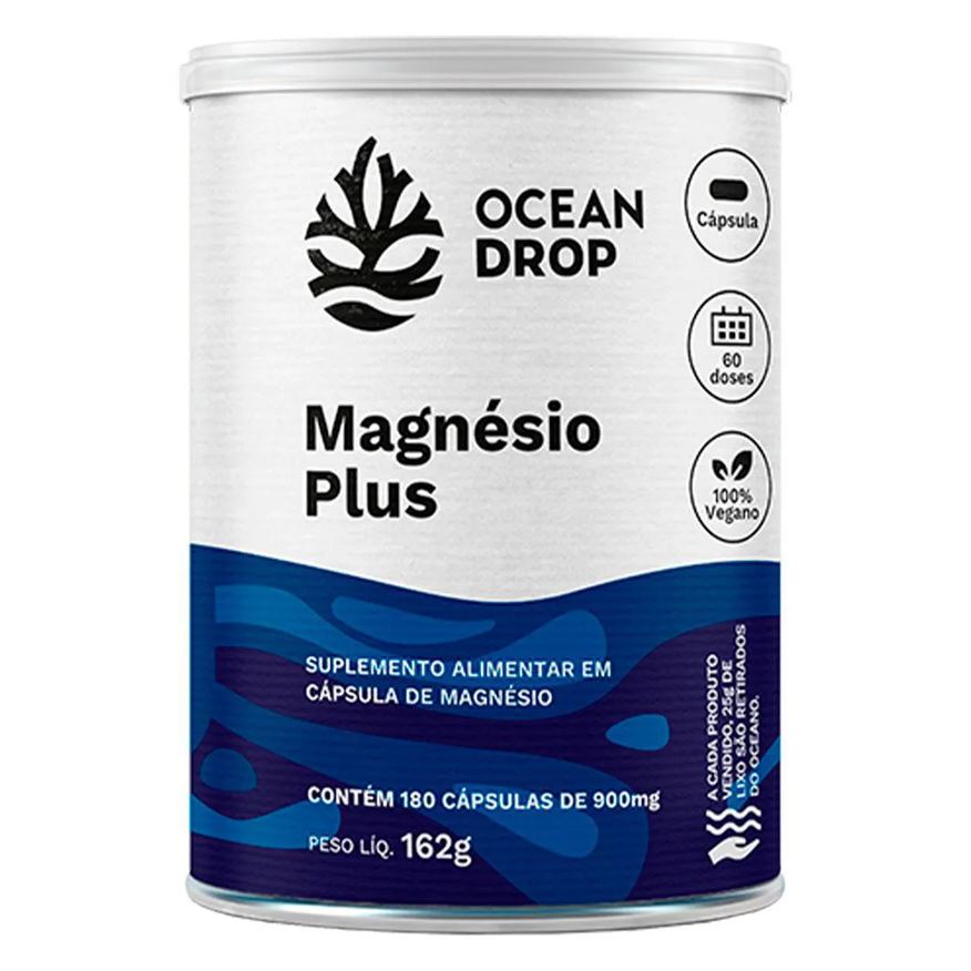 Ocean Drop Magnésio Plus Vegano - 4 Tipos de Magnésio (180 Capsulas)