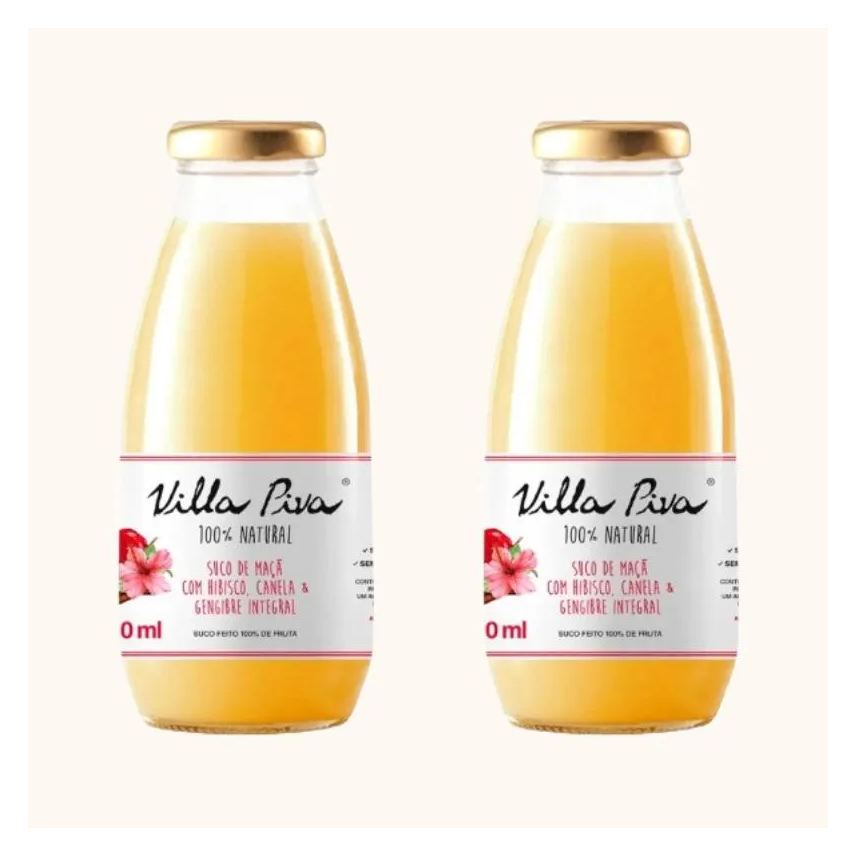 Villa Piva Kit 2x: Suco de Maçã com Hibisco, Canela e Gengibre Sem Açúcar 300ml