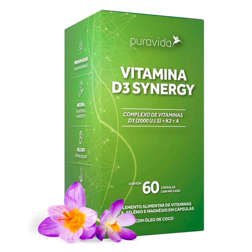 Puravida Vitamina D3 Synergy + Vit K2 (60 Capsulas) - Pura Vida