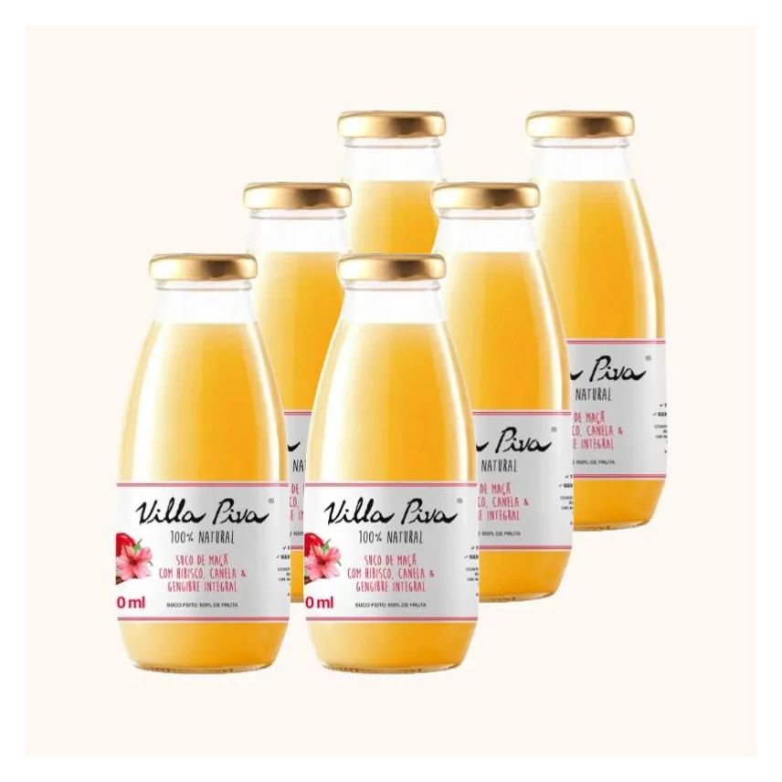 VILLA PIVA KIT 6X: SUCO DE MAçã COM HIBISCO, CANELA E GENGIBRE SEM AçúCAR 300ml