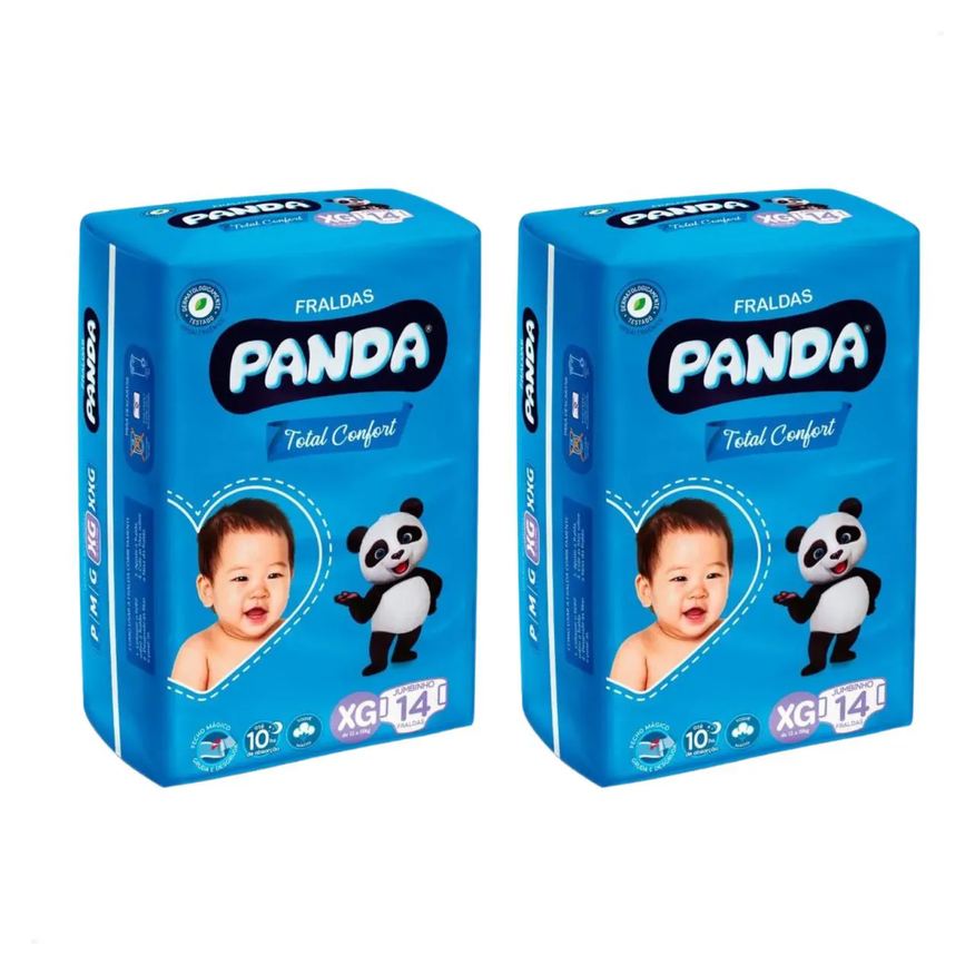 Kit 2 - Fralda Infantil Panda Total Confort Jumbo Xg 14 Unid