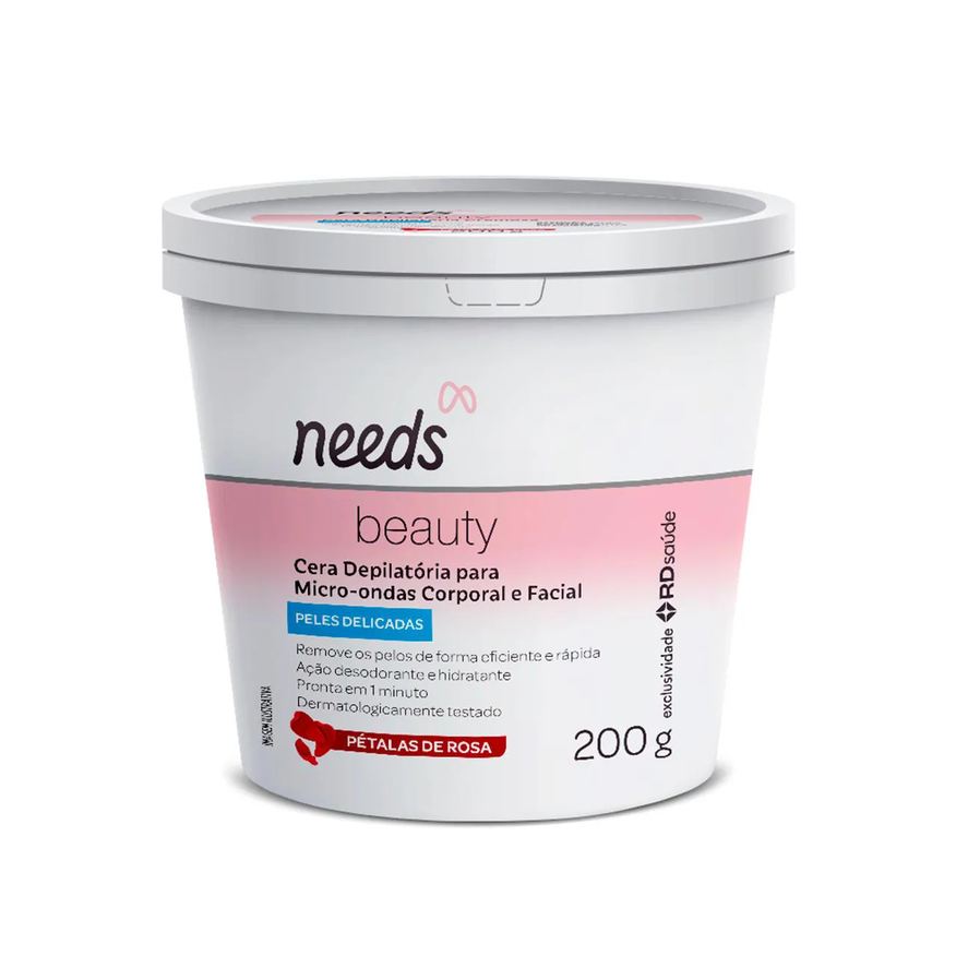 Needs Cera Depilatória de Microondas Beauty Facial e Corporal Peles Delicadas 200g