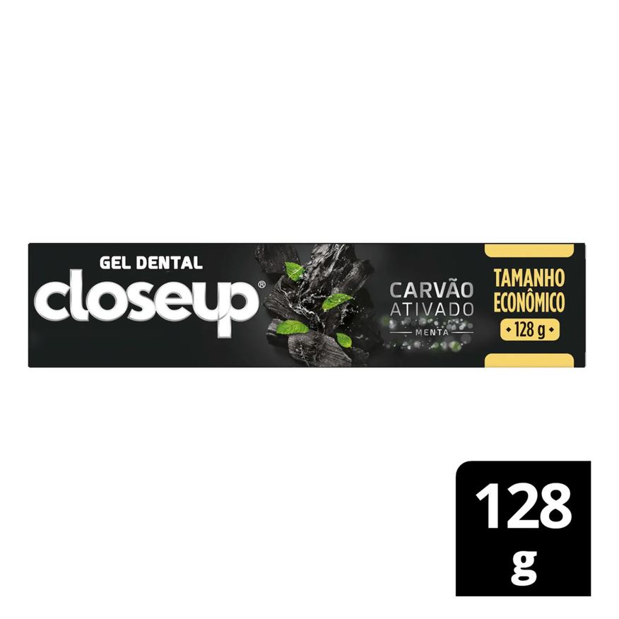 Closeup Gel Dental Branco Radiante Carvão Ativado e Menta 128g