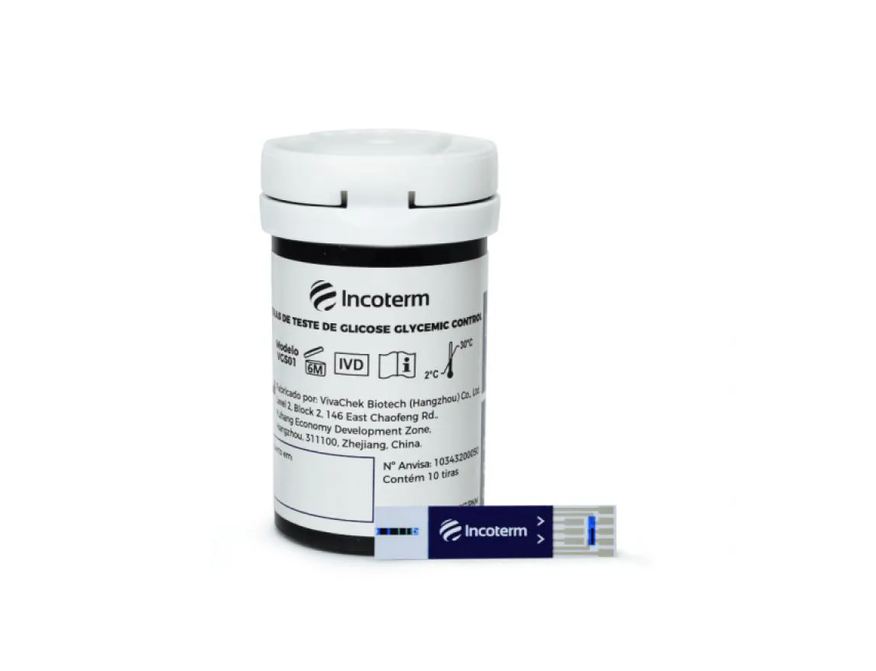 Incoterm Tiras de Teste de Glicose P/ Glicosimetro Glycemic Control - 50 Und.