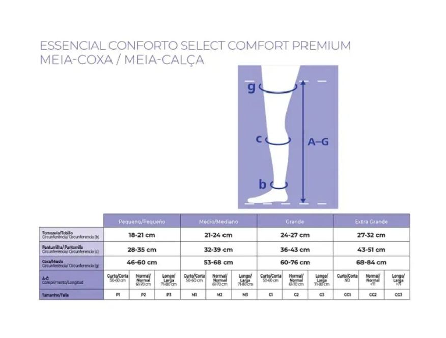 Sigvaris Meia de Compressão Select Comfort Premium 15-20 Mmhg Af Meia-coxa Ponteira Aberta - P2