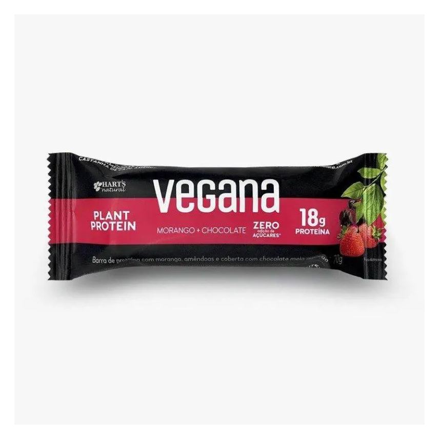 Hart'S Natural Barra de Proteína Vegana Morango C Chocolate 70g