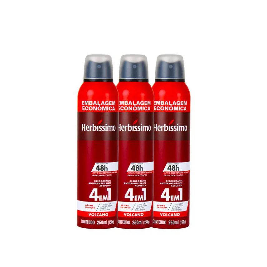 HERBíSSIMO KIT DESODORANTE AEROSOL ANTITRANSPIRANTE VOLCANO 250ml - 3 UNIDADES
