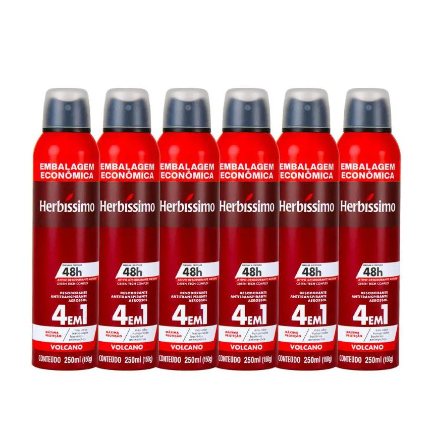 HERBíSSIMO KIT DESODORANTE AEROSOL ANTITRANSPIRANTE VOLCANO 250ml - 6 UNIDADES