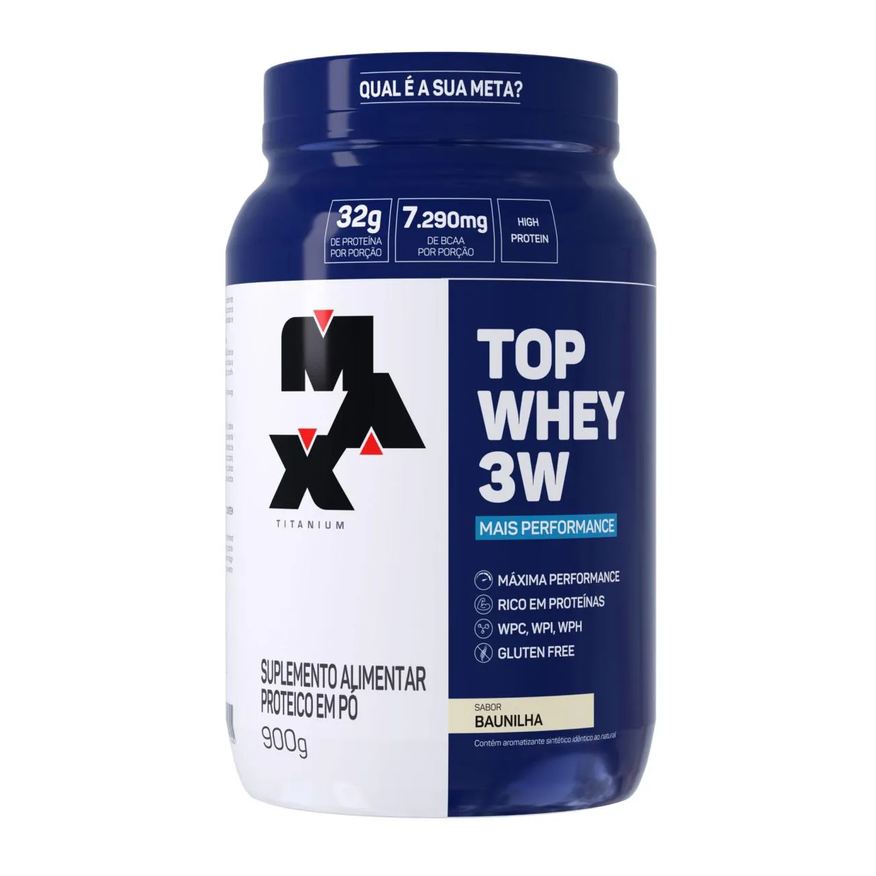 Max Titanium Top Whey 3w + Performance Baunilha 900g